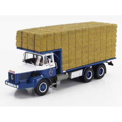 EDICOLA BERLIET GPS12 TRUCK TRASPORTO FIENO 3-ASSI 1968 - BLUE WHITE BEIGE 1/43