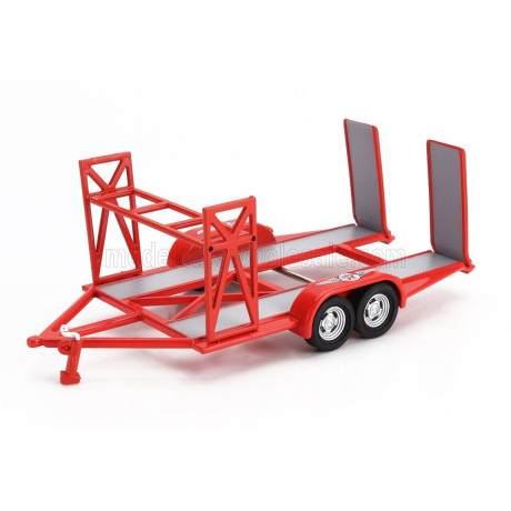 GMP ACCESSORIES CARRELLO TRASPORTO AUTO 2-ASSI - CAR TRANSPORTER TRAILER TEXACO - RED SILVER 1/43