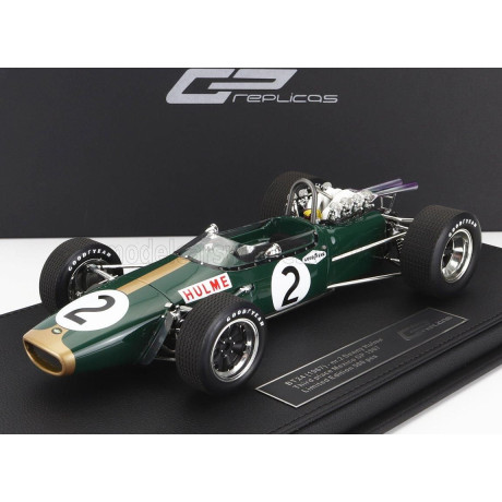 GP REPLICAS BRABHAM F1  BT24 REPCO N 2 3rd MEXICO GP DENIS HULME 1967 WORLD CHAMPION - CON VETRINA - WITH SHOWCASE - GREEN GOLD