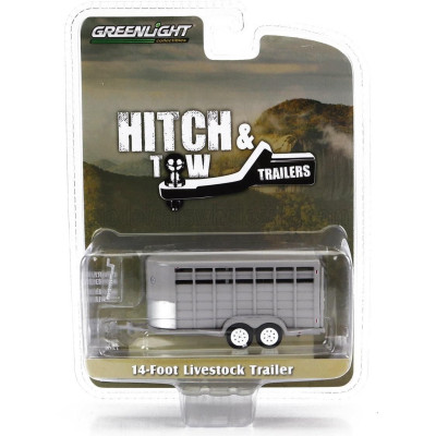GREENLIGHT TRAILER 14-FOOT LIVESTOCK - TRASPORTO ANIMALI BESTIAME - GREY 1/64