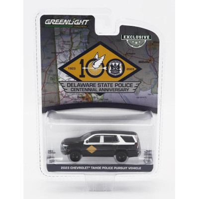 GREENLIGHT CHEVROLET TAHOE POLICE PERSUIT DELAWARE STATE POLICE 2023 - BLACK WHITE 1/64