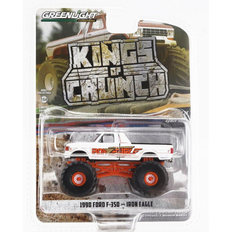 GREENLIGHT FORD USA F-350 PICK-UP MONSTER TRUCK IRON EAGLE 1990 - WHITE 1/64