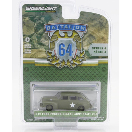 GREENLIGHT FORD USA DELUXE ARMY STAFF CAR 1942 - MILITARY GREEN 1/64