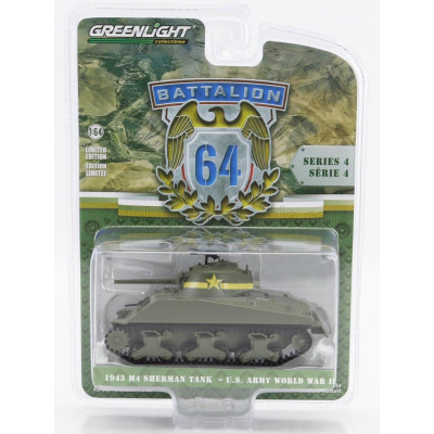 GREENLIGHT TANK M4 SHERMAN MILTARY 1943 - MILITARY GREEN 1/64