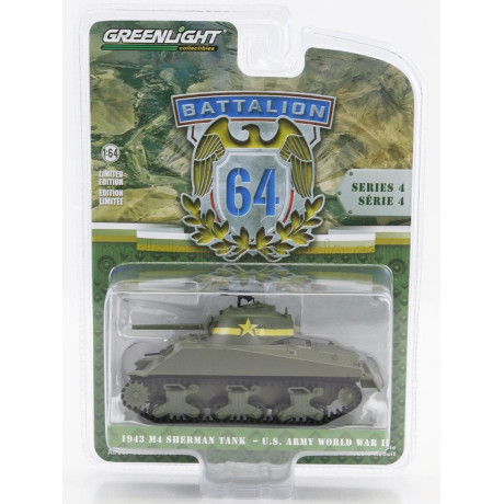 GREENLIGHT TANK M4 SHERMAN MILTARY 1943 - MILITARY GREEN 1/64