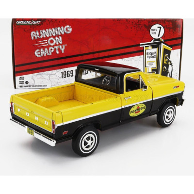 GREENLIGHT FORD USA F-100 PICK-UP PENNZOIL 1969 - BLACK YELLOW 1/24