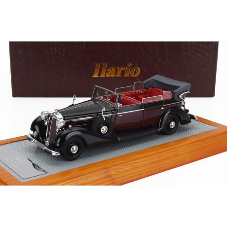ILARIO MODEL HORCH 951A PULLMAN ORIGINAL CAR CABRIOLET OPEN 1937 - BLACK BORDEAUX 1/43