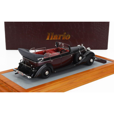ILARIO MODEL HORCH 951A PULLMAN ORIGINAL CAR CABRIOLET OPEN 1937 - BLACK BORDEAUX 1/43