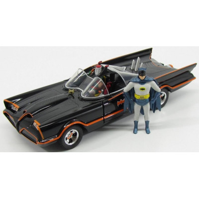 JADA BATMAN BATMOBILE 1966 - CLASSIC TV SERIES WITH FIGURES BATMAN AND ROBIN - BLACK RED 1/24