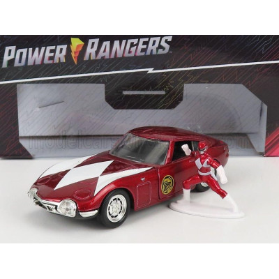 JADA TOYOTA 2000GT COUPE 1967 WITH POWER RANGERS FIGURE - RED MET WHITE 1/32