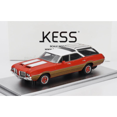 KESS MODEL OLDSMOBILE VISTA CRUISER 442 SW STATION WAGON 1972 - RED WHITE WOOD 1/43