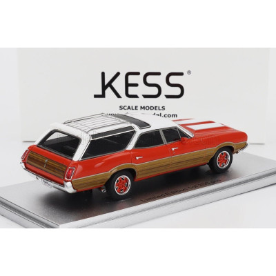 KESS MODEL OLDSMOBILE VISTA CRUISER 442 SW STATION WAGON 1972 - RED WHITE WOOD 1/43