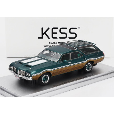 KESS MODEL OLDSMOBILE VISTA CRUISER 442 SW STATION WAGON 1972 - GREEN MET WHITE WOOD 1/43