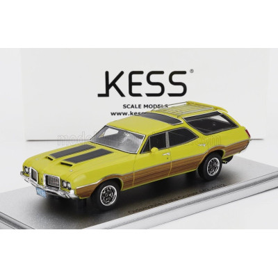 KESS MODEL OLDSMOBILE VISTA CRUISER 442 SW STATION WAGON 1972 - YELLOW BLACK WOOD 1/43