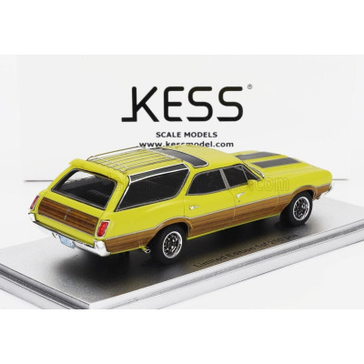 KESS MODEL OLDSMOBILE VISTA CRUISER 442 SW STATION WAGON 1972 - YELLOW BLACK WOOD 1/43