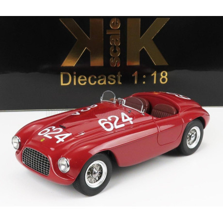KK SCALE FERRARI 166MM 2.0L V12 SPIDER N 624 WINNER MILLE MIGLIA 1949 C.BIONDETTI - E.SALANI - RED 1/18