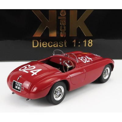 KK SCALE FERRARI 166MM 2.0L V12 SPIDER N 624 WINNER MILLE MIGLIA 1949 C.BIONDETTI - E.SALANI - RED 1/18