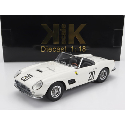 KK SCALE FERRARI 250 GT SWB 3.0L V12 CALIFORNIA SPIDER TEAM NART N 20 24h LE MANS 1960 BILL STURGIS - JO SCHLESSER - WHITE 1/18