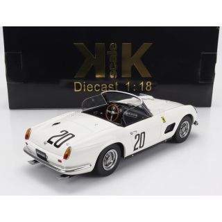 KK SCALE FERRARI 250 GT SWB 3.0L V12 CALIFORNIA SPIDER TEAM NART N 20 24h LE MANS 1960 BILL STURGIS - JO SCHLESSER - WHITE 1/18