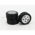KK SCALE ACCESSORIES FERRARI TESTAROSSA - SET 4X COMPLETE WHEELS - SET 4X CERCHI A RAGGI - SILVER BLACK 1/18