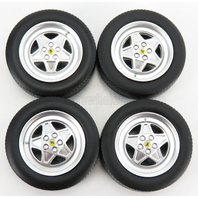 KK SCALE ACCESSORIES FERRARI 328GTS/GTB 4X WHEELS AND TYRE SET 1985 - BLACK 1/18