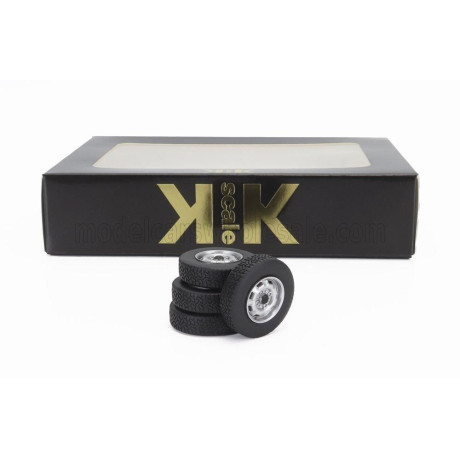 KK SCALE ACCESSORIES SET 4X WHEELS AND RIMS FOR VOLKSWAGEN SCIROCCO MKI L 1975 - BLACK CHROME 1/18