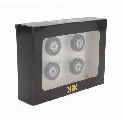 KK SCALE ACCESSORIES SET 4X WHEELS AND RIMS FOR VOLKSWAGEN SCIROCCO MKI L 1975 - BLACK CHROME 1/18