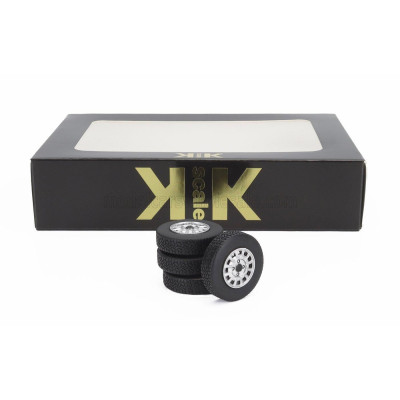 KK SCALE ACCESSORIES SET 4X WHEELS AND RIMS FOR VOLKSWAGEN SCIROCCO MKI GTi 1976 - BLACK CHROME 1/18