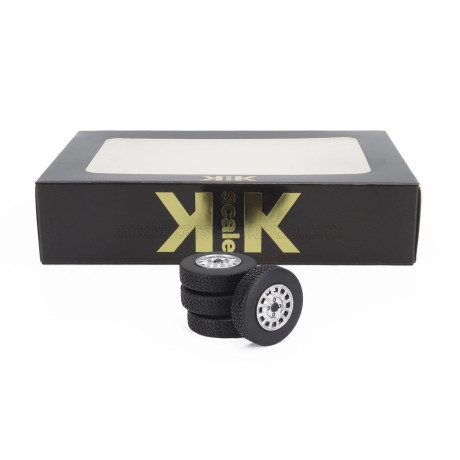 KK SCALE ACCESSORIES SET 4X WHEELS AND RIMS FOR VOLKSWAGEN SCIROCCO MKI GTi 1976 - BLACK CHROME 1/18