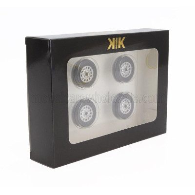 KK SCALE ACCESSORIES SET 4X WHEELS AND RIMS FOR VOLKSWAGEN SCIROCCO MKI GTi 1976 - BLACK CHROME 1/18