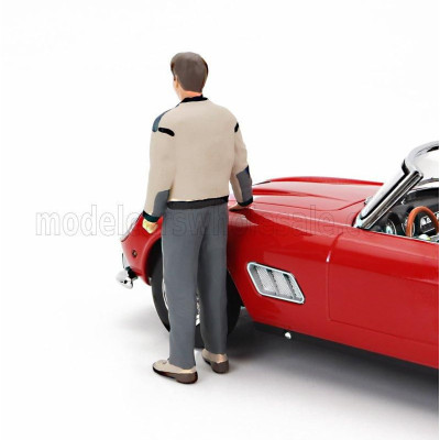 KK SCALE FIGURES FERRIS STANDING FOR FERRARI 250GT SWB CALIFORNIA SPIDER USA VERSION HARD-TOP 1961 - BROWN GREY 1/18