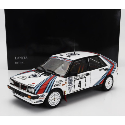 KYOSHO LANCIA DELTA HF INTEGRALE 4WD TEAM LANCIA  N 4 WINNER RALLY 1000 LAKES 1987 MARKKU ALEN - ILKKA KIVIMAKI - WHITE RED BLUE