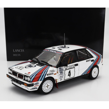 KYOSHO LANCIA DELTA HF INTEGRALE 4WD TEAM LANCIA  N 4 WINNER RALLY 1000 LAKES 1987 MARKKU ALEN - ILKKA KIVIMAKI - WHITE RED BLUE
