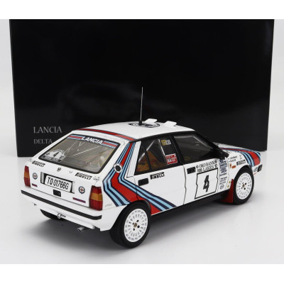 KYOSHO LANCIA DELTA HF INTEGRALE 4WD TEAM LANCIA  N 4 WINNER RALLY 1000 LAKES 1987 MARKKU ALEN - ILKKA KIVIMAKI - WHITE RED BLUE