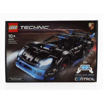 LEGO PORSCHE LEGO TECHNIC - 718 CAYMAN GT4 e-PERFORMANCE N 0 RACING 2022 - MATT BLACK LIGHT BLUE 1/12