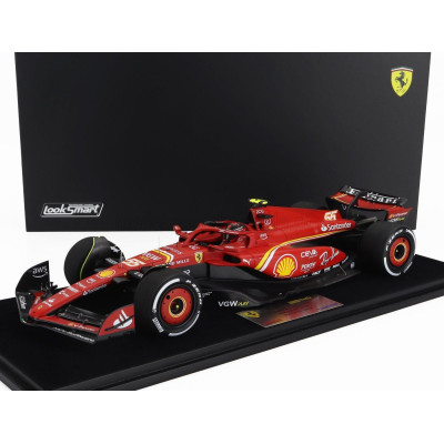 LOOKSMART FERRARI F1  SF-24 TEAM SCUDERIA FERRARI N 55 3rd BAHRAIN GP 2024 CARLOS SAINZ - CON VETRINA - WITH SHOWCASE - RED BLAC