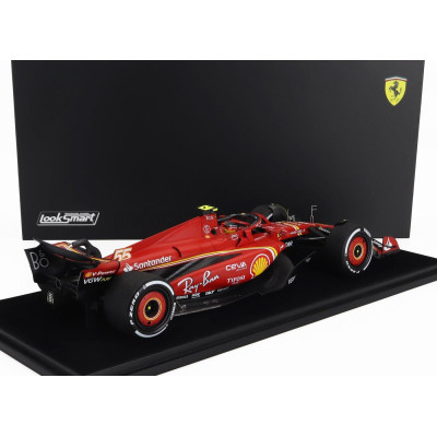 LOOKSMART FERRARI F1  SF-24 TEAM SCUDERIA FERRARI N 55 3rd BAHRAIN GP 2024 CARLOS SAINZ - CON VETRINA - WITH SHOWCASE - RED BLAC