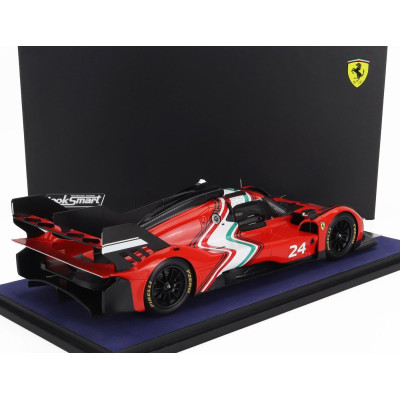 LOOKSMART FERRARI 499P 3.0L TURBO V6 N 24 MODIFICATA LAUNCH VERSION 2024 - CON VETRINA - WITH SHOWCASE - RED WHITE BLACK 1/18