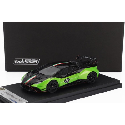 LOOKSMART LAMBORGHINI HURACAN STO LP640-2 N 10 ITALIAN STRIPE 2023 - 10th ANNIVERSARY - GREEN BLACK 1/43
