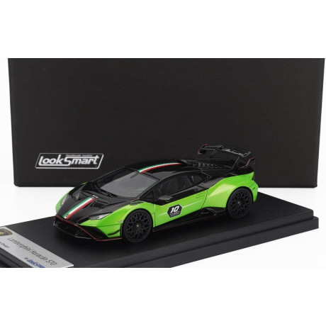 LOOKSMART LAMBORGHINI HURACAN STO LP640-2 N 10 ITALIAN STRIPE 2023 - 10th ANNIVERSARY - GREEN BLACK 1/43