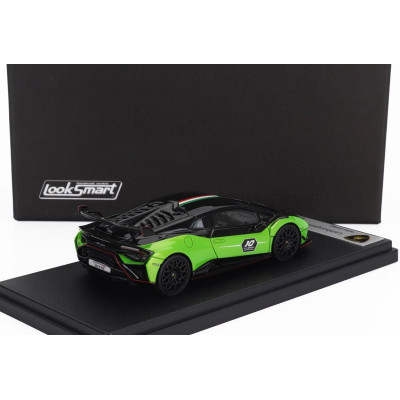 LOOKSMART LAMBORGHINI HURACAN STO LP640-2 N 10 ITALIAN STRIPE 2023 - 10th ANNIVERSARY - GREEN BLACK 1/43