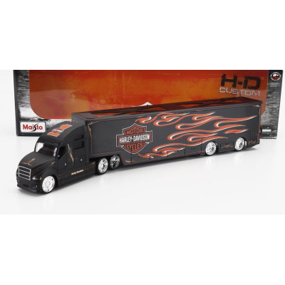 MAISTO TRUCK H-D HAULERS TRUCK HARLEY DAVIDSON CAR TRANSPORTER 2021 - MATT BLACK 1/64