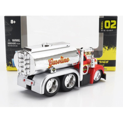 MAISTO MACK B-61 TANKER TRUCK GASOLINE 3-ASSI CUSTOM 1953 - RED SILVER 1/64