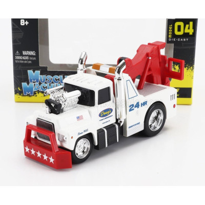 MAISTO MACK R685ST TOW TRUCK ASSISTANCE CARRO ATTREZZI 3-ASSI CUSTOM 1980 - WHITE RED 1/64