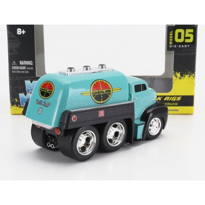 MAISTO FORD USA COE FUEL TANKER TRUCK GASOLINE 3-ASSI CUSTOM 1950 - LIGHT BLUE BLACK 1/64
