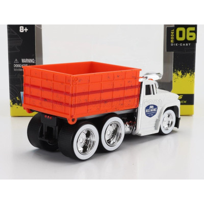 MAISTO CHEVROLET C-60 GRAIN TRUCK 3-ASSI CUSTOM 1966 - WHITE ORANGE 1/64