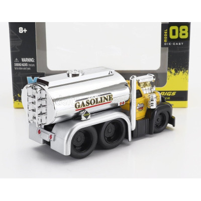 MAISTO MACK B-61 TANKER TRUCK GASOLINE 3-ASSI CUSTOM 1953 - YELLOW SILVER 1/64