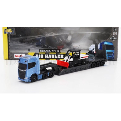 MAISTO SCANIA S770 V8 TRUCK PIANALE TRASPORTO 5600 TOOLCAT PICK-UP SPAZZANEVE SNOWPLOW - BLUE BLACK WHITE 1/64