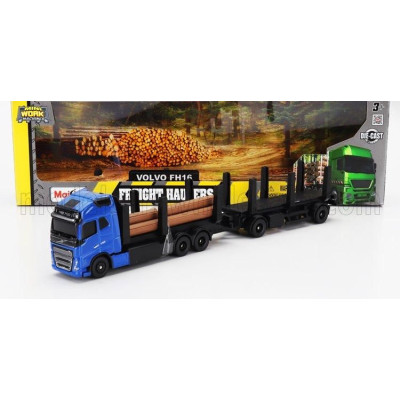 MAISTO VOLVO FH16 XL 750 TRUCK TRASPORTO TRONCHI TRUNK TRANSPORT 2018 - BLUE BLACK 1/64