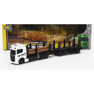 MAISTO SCANIA S770 V8 TRUCK TRASPORTO TRONCHI 2021 - WHITE BLACK 1/64